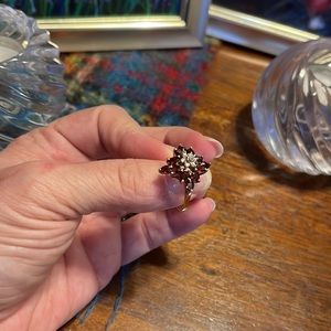 Red garnet stones on 925 silver ring.